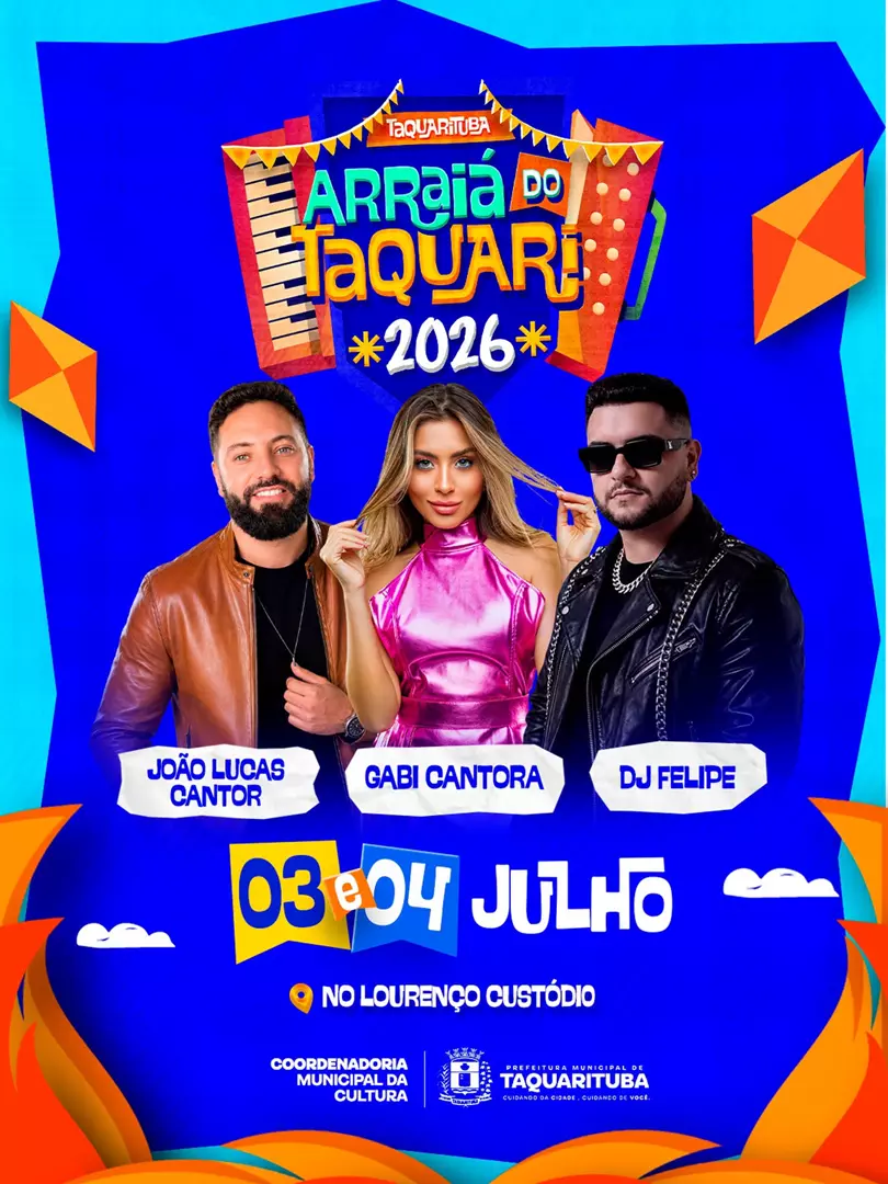 Arraiá do Taquari 2026 acontece nos dias 03 e 04 de julho no Parque Municipal Lourenço Custódio