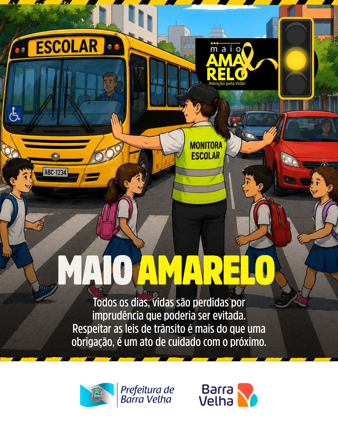 Acidente durante travessia de estudantes reforça alerta no Maio Amarelo