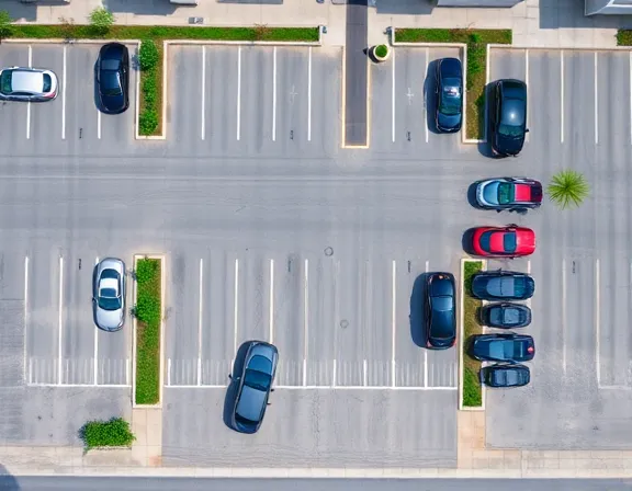 Visão aérea do estacionamento