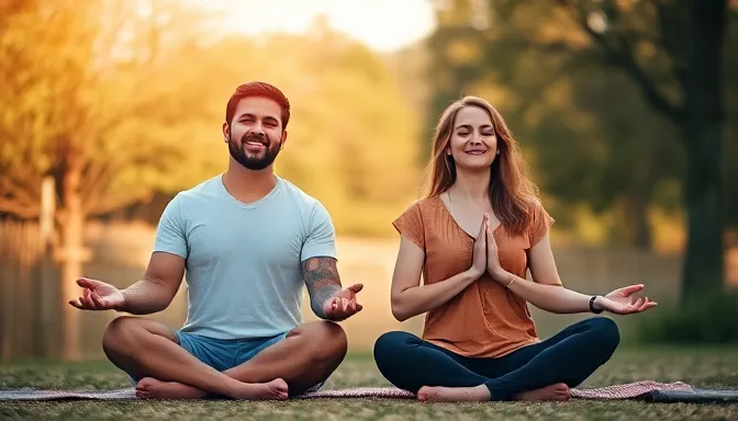 Casal meditando