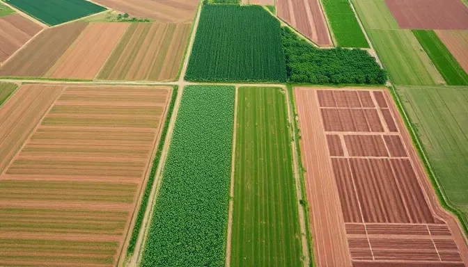 Vista aérea de campos agrícolas