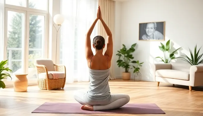 Mulher fazendo yoga