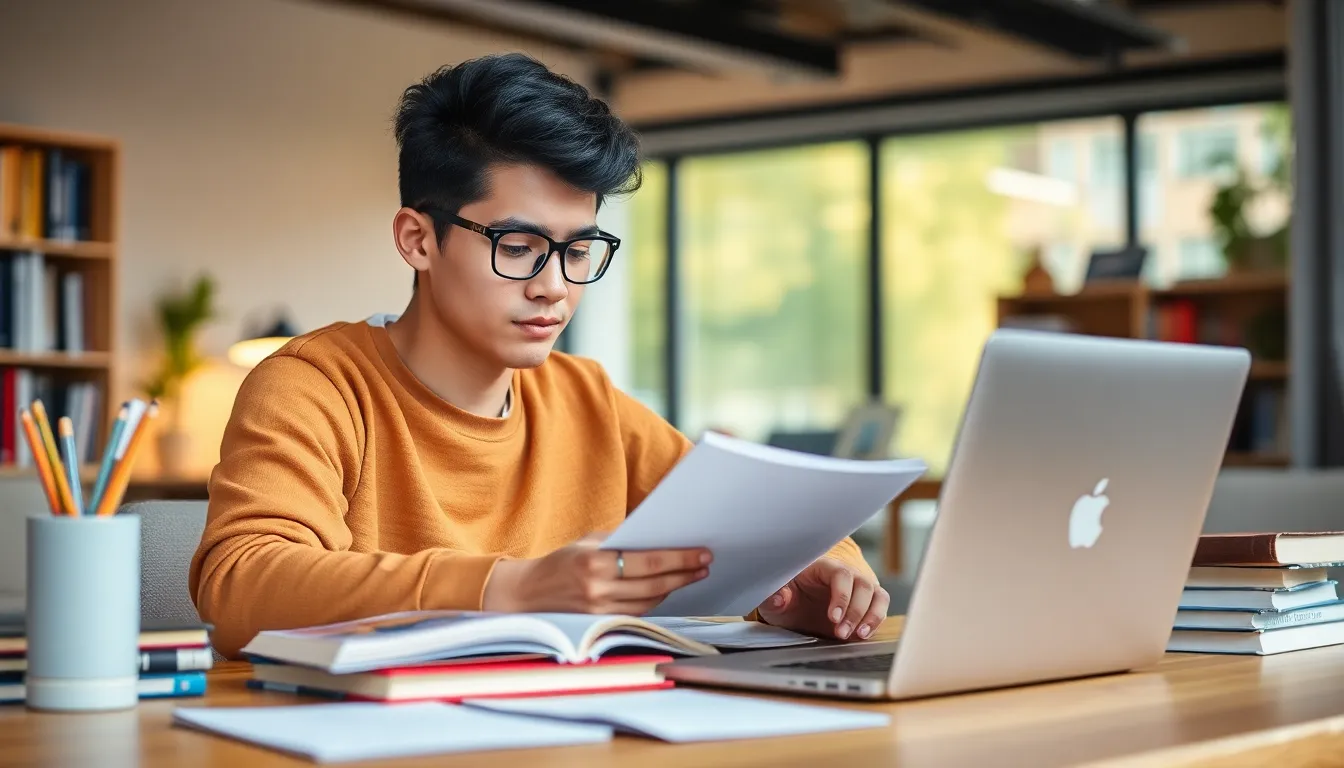 Student studying