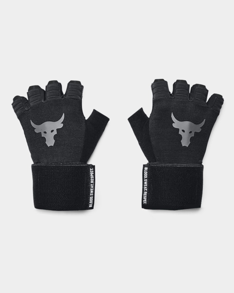GUANTE UA PROJECT ROCK CON MUÑEQUERA NEGRA MEN 1353074-003