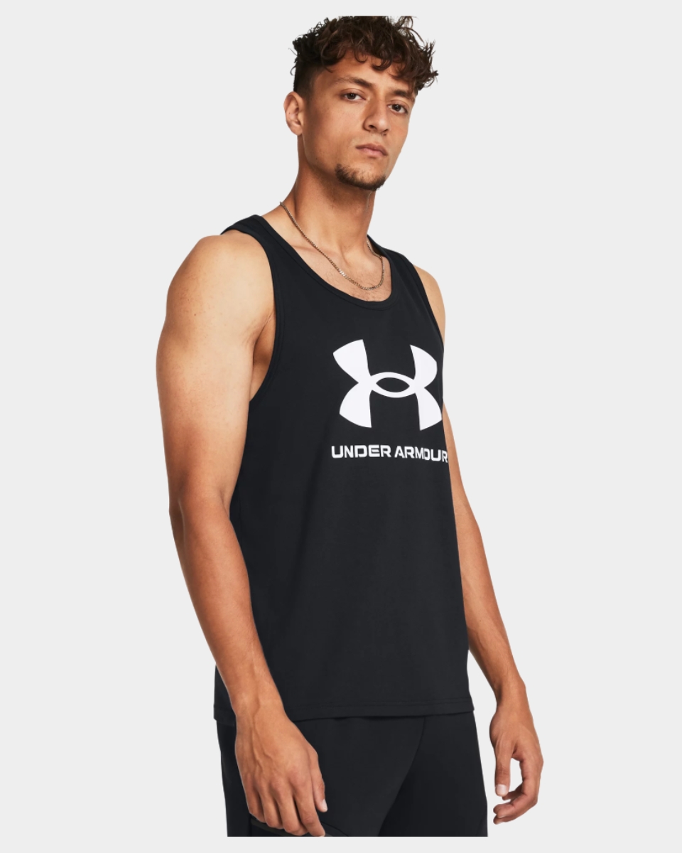 MUSCULOSA UA NEGRA LOGA BLANCO MEN 1382883-001