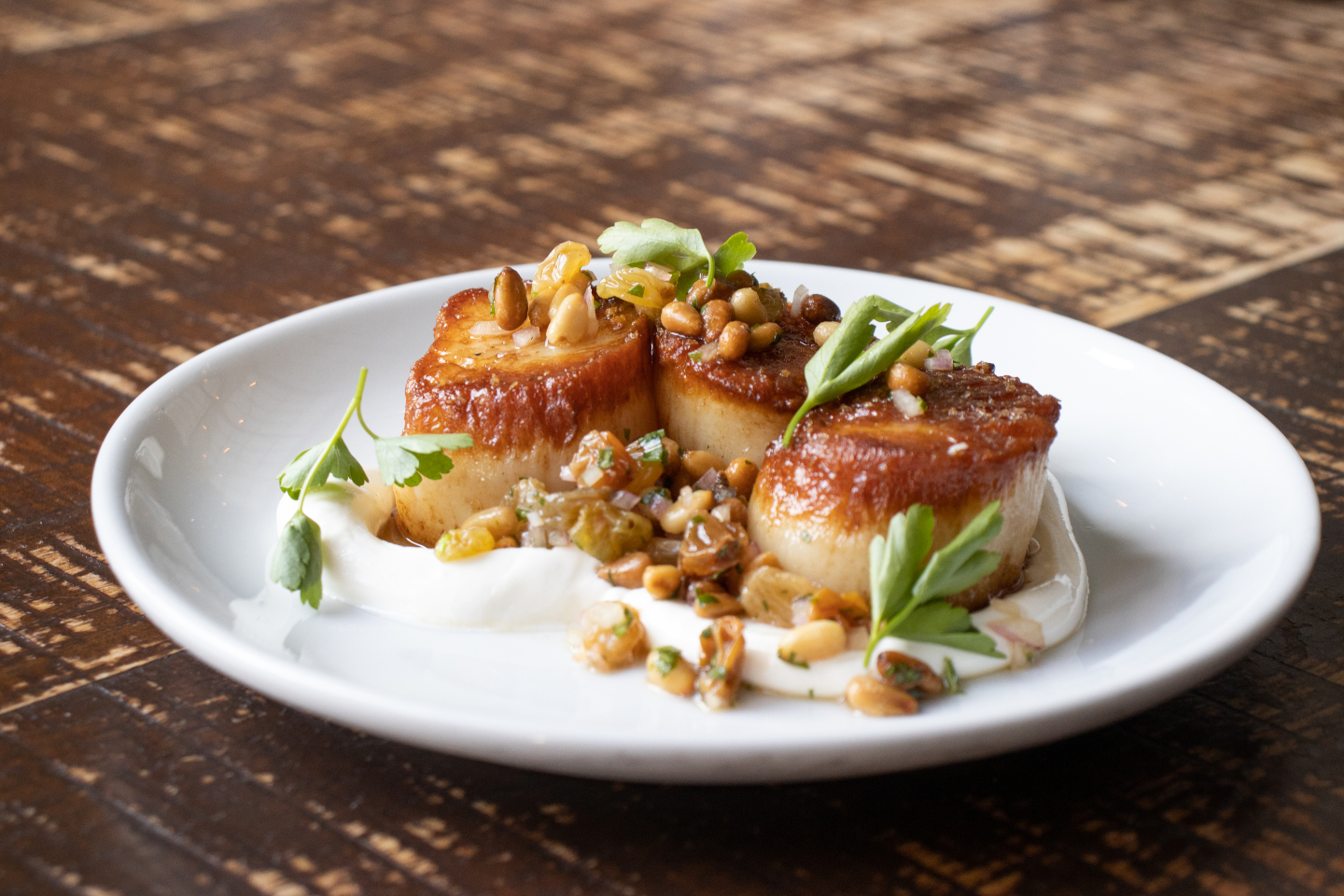 A photo of Cafe Ba-Ba-Reeba!'s Roasted Scallops offered as a Lent Special