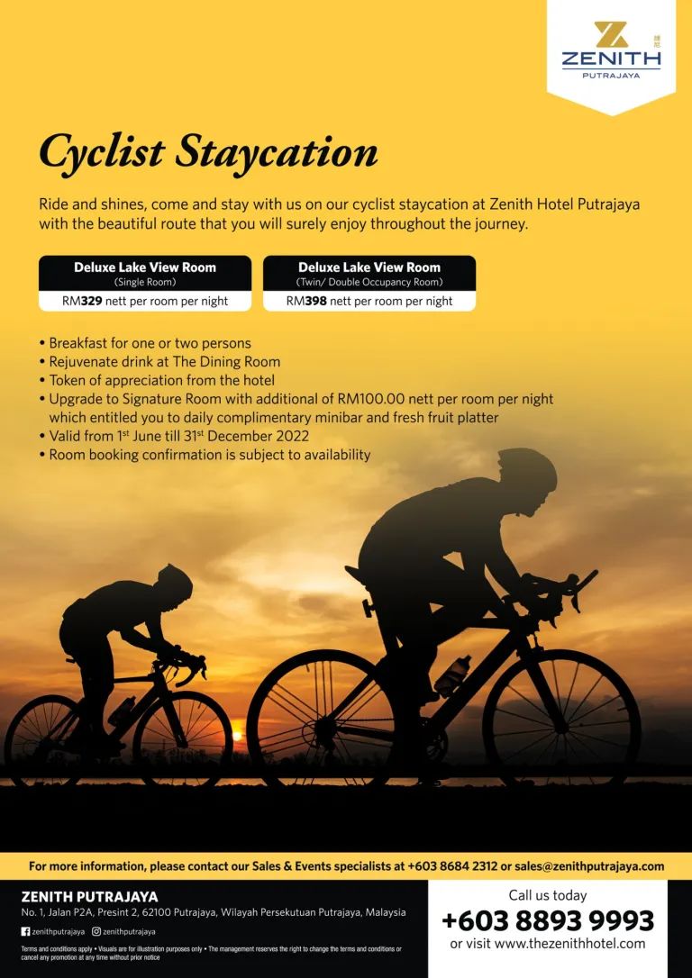 Cyclist Staycation in Zenith Hotel Putrajaya