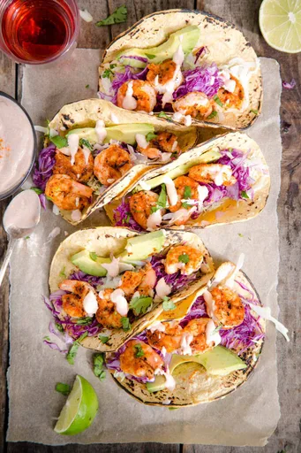 Grilled Shrimp Tacos with Spicy Lime Crema