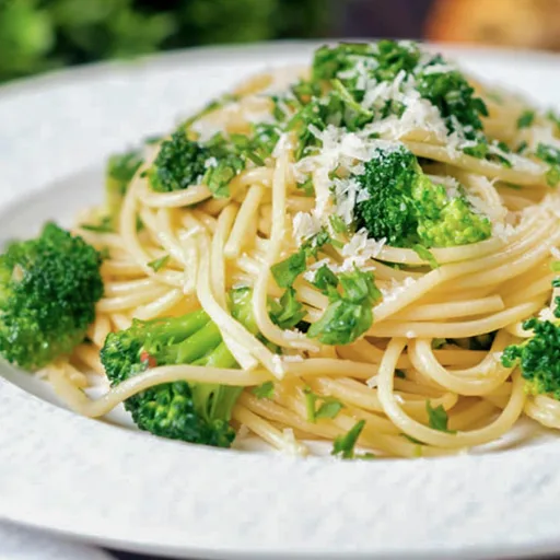 Spaghetti with Broccoli Arugula and Pecorino