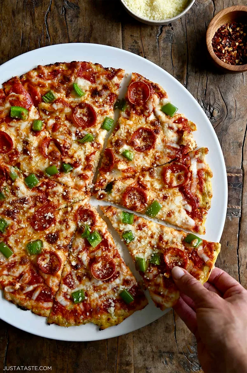 Pizza con base de pollo