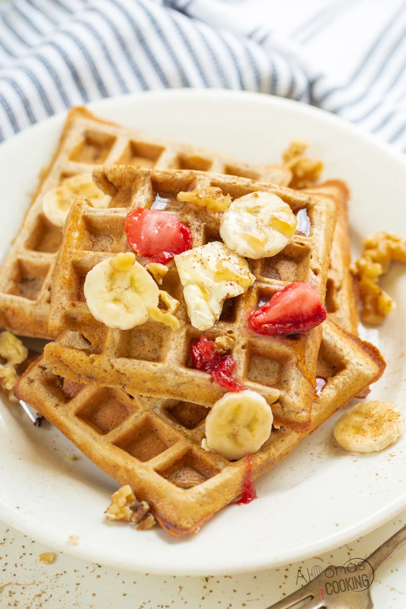 Healthy Banana Oat Waffles