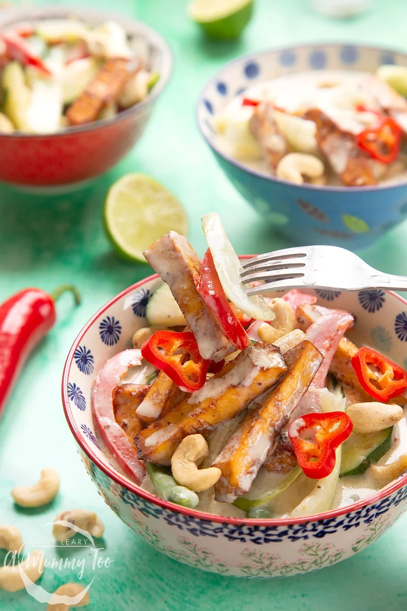 Reduced Fat Thai Green Curry Recipe with Yogurt and Tofu