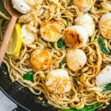 Pasta con Vieira, Limón y Hierbas
