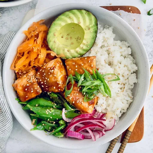 Bol de salmón teriyaki