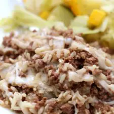French Onion Ground Beef and Rice Casserole