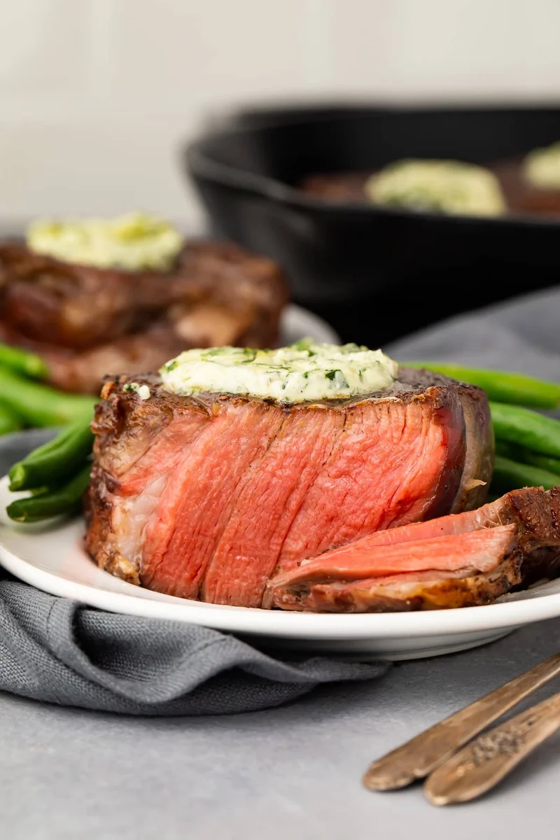 Best Ever Filet Mignon with Garlic Herb Compound Butter (Reverse Sear)