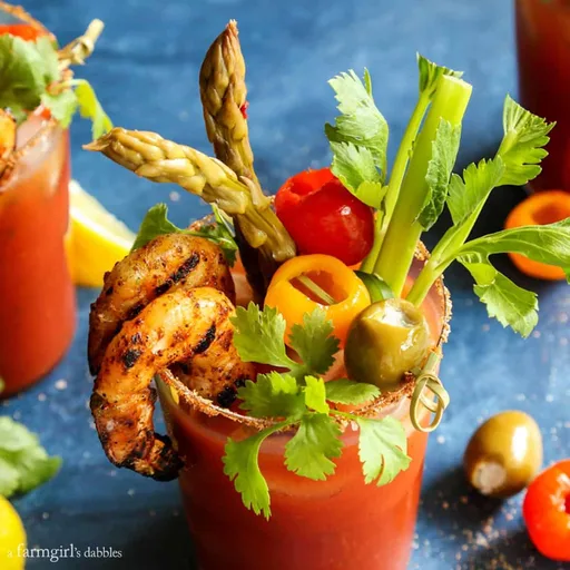 Bloody Mary de 5 Pimientas con Gambas a la Parrilla al Jalapeño