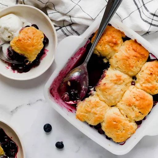 Blueberry Cobbler with Orange Biscuit Puffs
