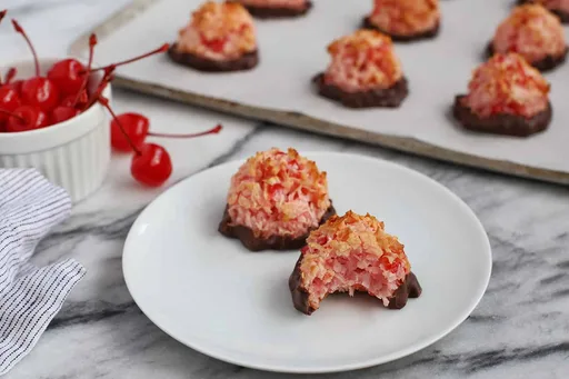 Chocolate Dipped Cherry Macaroons