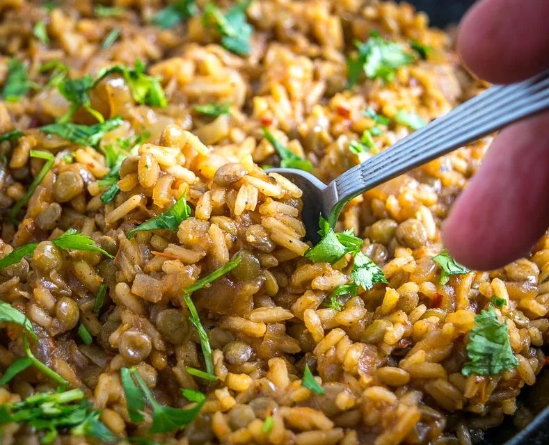 One Pot Mexican Lentils and Rice