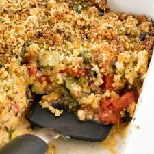 Baked Tomatoes and Zucchini with Cheddar Parmesan Panko Topping
