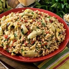 Israeli Couscous Salad with Artichokes and Roasted Red Peppers