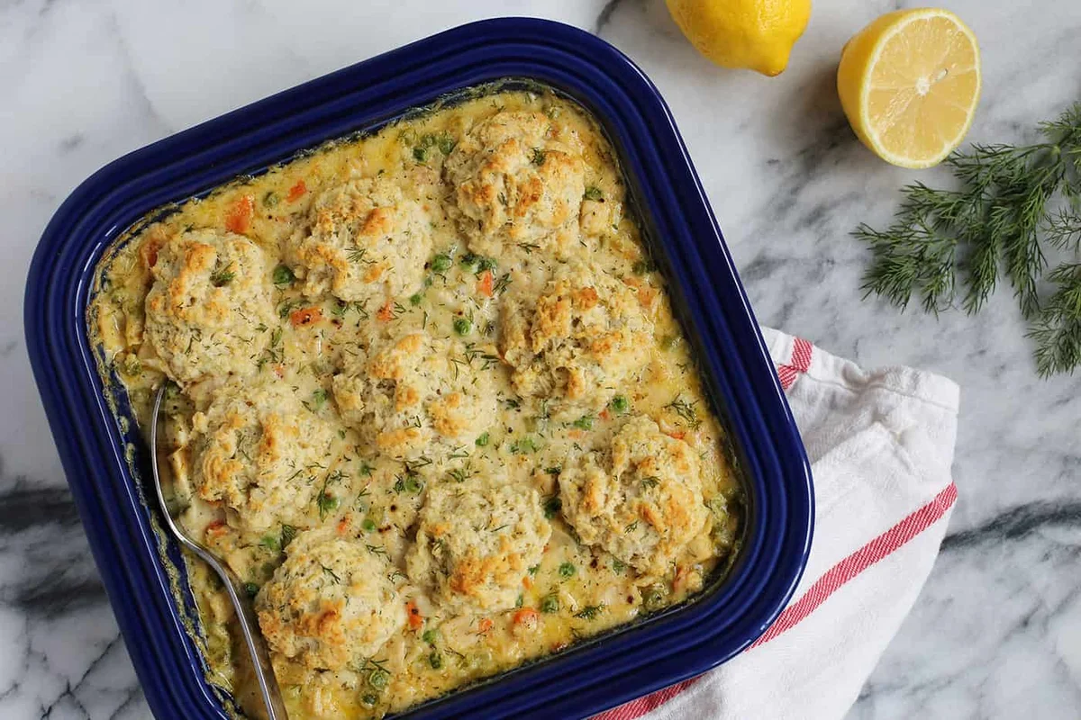 Turkey and Biscuits Casserole with Lemon and Dill