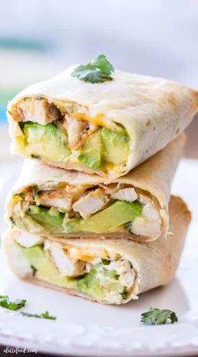 Baked Avocado Chicken Burritos