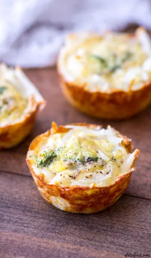 Hash Brown Crusted Broccoli & Cheddar Quiche Cups