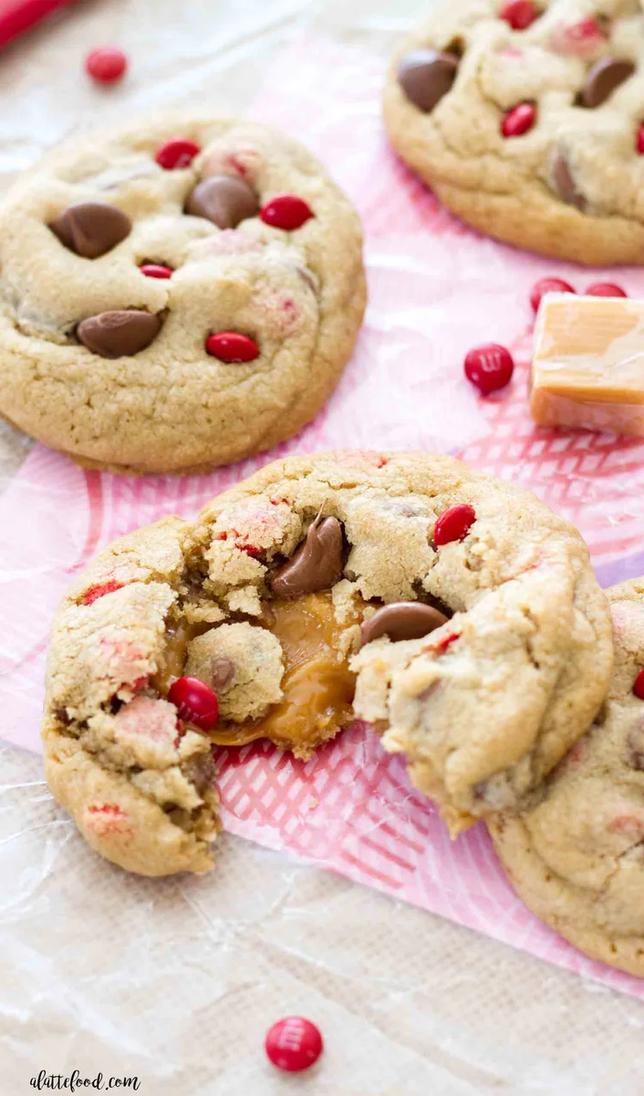 Milk Chocolate Chip Carmel Stuffed Cookies