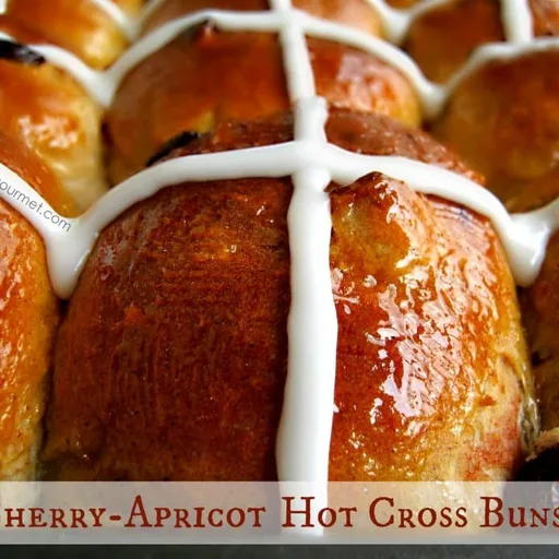 Cherry-Apricot Hot Cross Buns