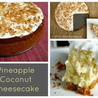 Tarta de queso con piña y coco