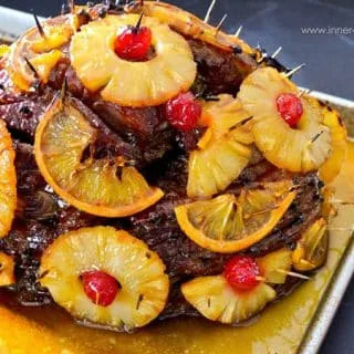 Jamón glaseado a la piña y naranja