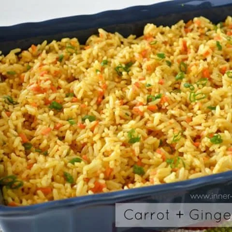 Guarnición: Arroz con zanahoria y jengibre