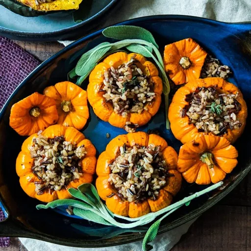 Mini calabazas rellenas de arroz salvaje