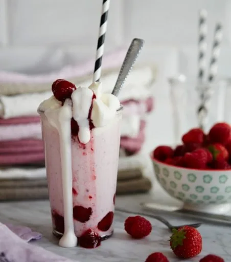 Batido de fresas y frambuesas