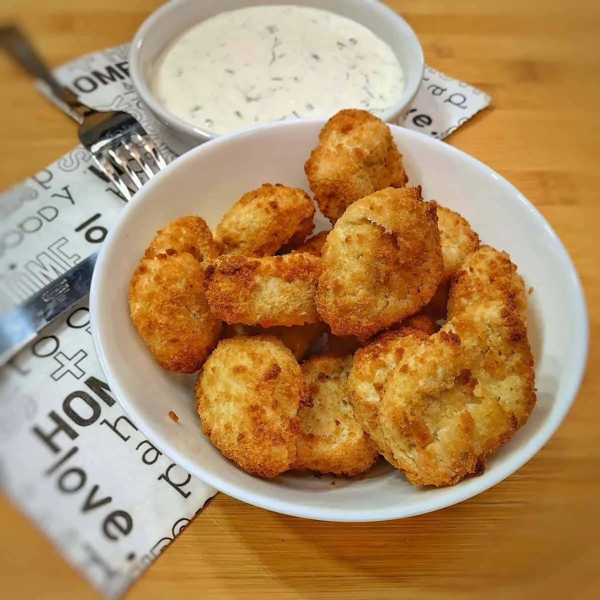 Air Fryer Frozen Chicken Nuggets & Homemade Ranch Dressing
