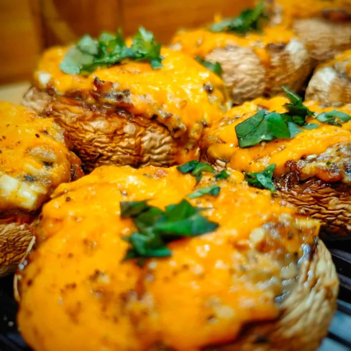 Air Fryer Stuffed Mushrooms With Cheddar