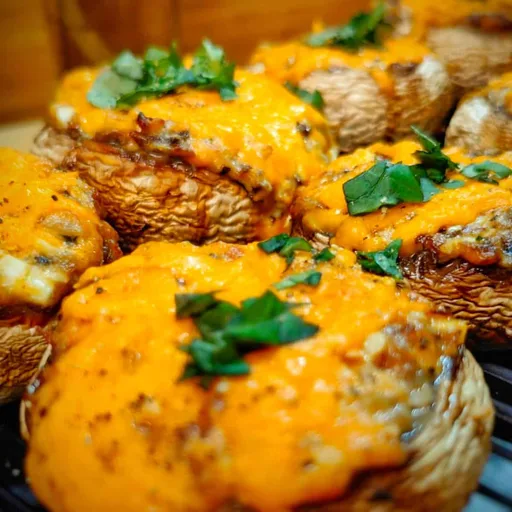 Air Fryer Stuffed Mushrooms With Cheddar