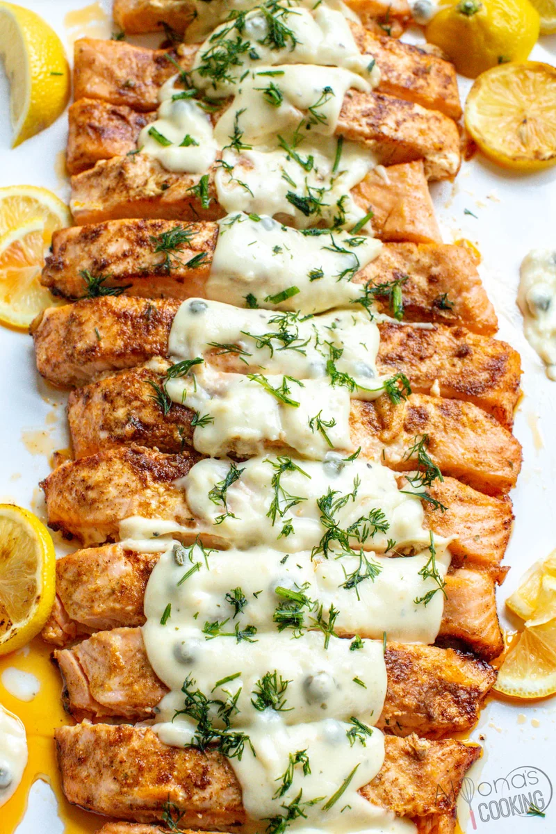 Baked Salmon in Alfredo Sauce