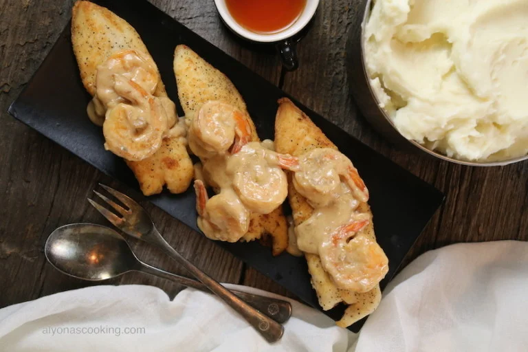 Tilapia Fillets With a Creamy Shrimp Wine Sauce