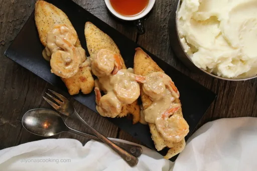 Tilapia Fillets With a Creamy Shrimp Wine Sauce