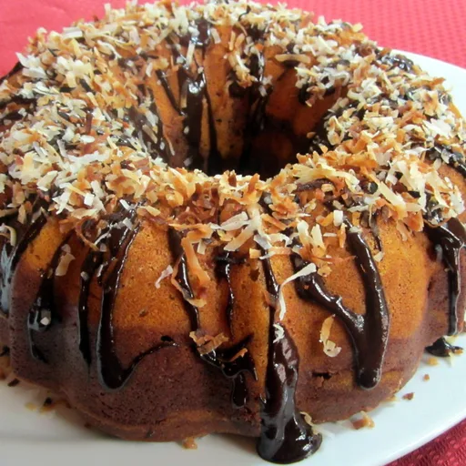 Chocolate-Coconut and Pumpkin Marble Bundt Cake