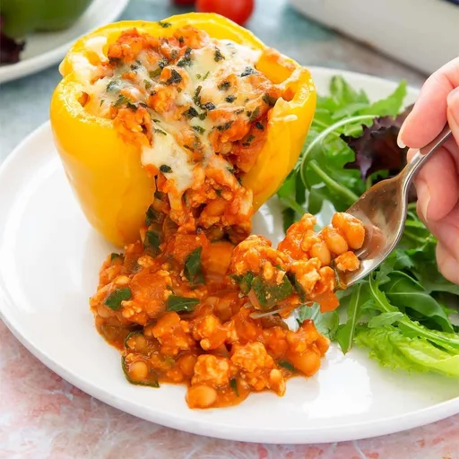 Receta de pimientos rellenos de alubias con tomate