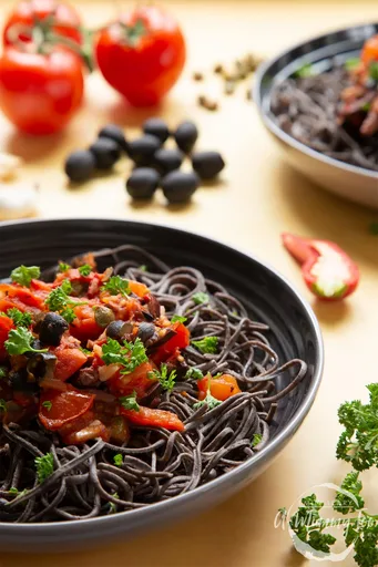 Spaghetti Alla Puttanesca with Black Bean Spaghetti Recipe