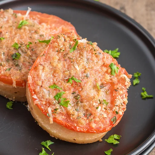 Pastel horneado de patata y tomate