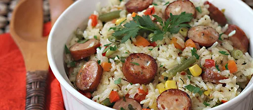 Arroz mixto con salchicha