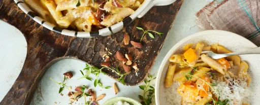 Pasta con calabaza butternut