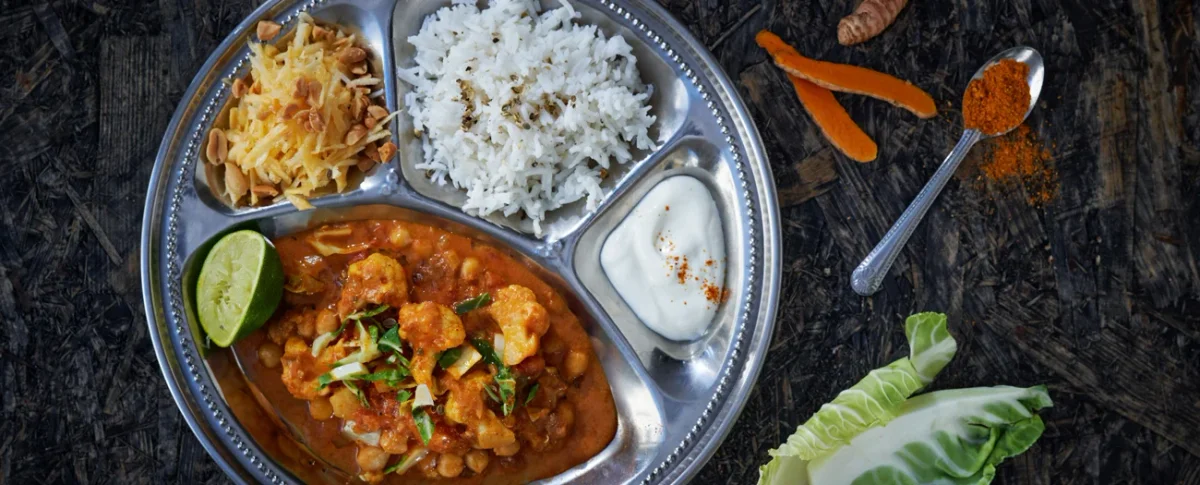 Vegetable curry with rice