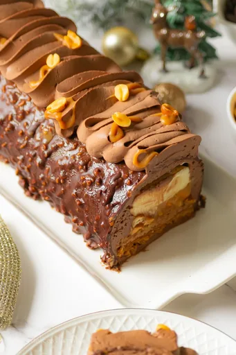 Bûche cacahuète chocolat et caramel